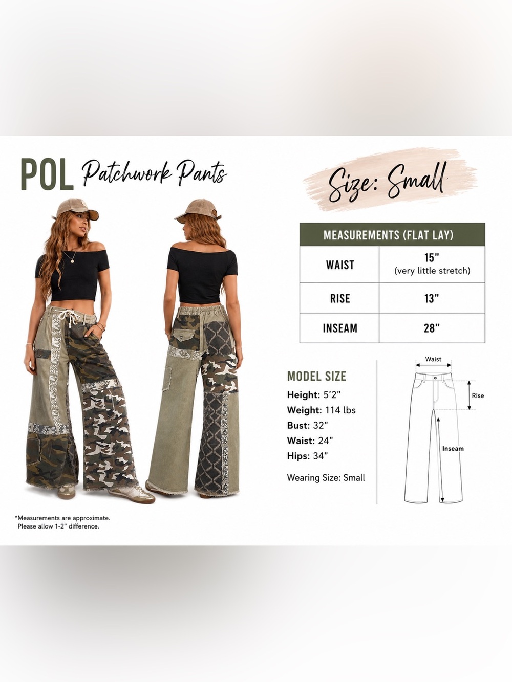 POL Patchwork Camo Wide Leg Pants
Size Small | New - Picture 4 of 4